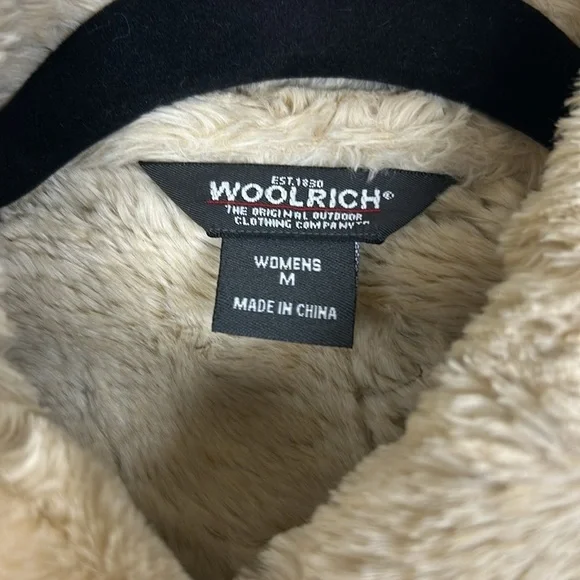 Woolrich Saddle Brown Leaf Embroidered Faux Leather Faux Fur Lined Vest Sz M - Picture 9 of 14
